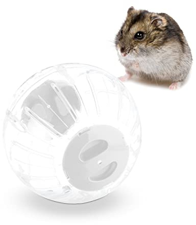 Relaxdays Hamster Ball, Ø 18.5 cm, Exercise Toy for Hamsters & Mice, Free Range Rodent Orb, Plastic, Transparent/White