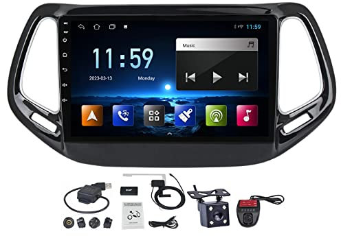 Android 11 Autoradio 2 DIN per Jeep Compass 2 2016-2018 con Bluetooth Handsfree+RDS/FM+GPS NAV, 10.1 Pollici Screen Lettore Multimediale con Telecamera di Backup Carplay Android Auto (Size : M100S)