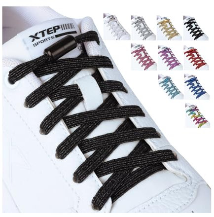 Olukssck 2 Pares Cordones Elasticos Zapatillas Deporte para Niños y Adultos, Cordones Elasticos 6 mm de Ancho Sin Nudos con Hebilla Metal, No es Necesario Atar Cordones de Zapatos, 110cm, Negro