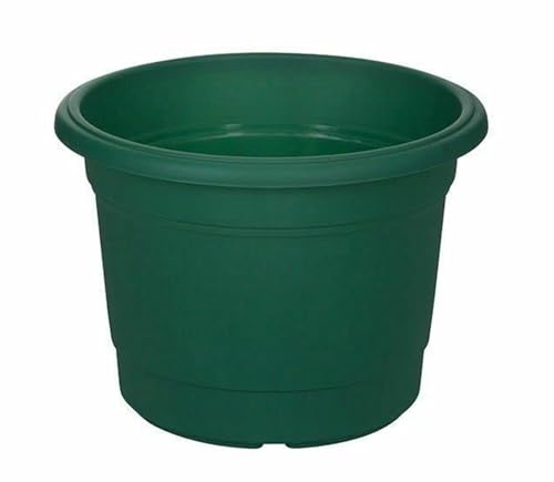PREMZO Milano 30 Cm Flower Pot Round Planter Plant Plastic Base Stylish Decorative Durable Home Patio Deck Office Garden Lawn Greenery (GREEN)