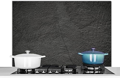 KitchenYeah© Pannello Paraschizzi Cucina Alluminio 100x65 cm para Schizzi per Piano Cottura Parete Cucine Calcestruzzo - Nero - Industriale