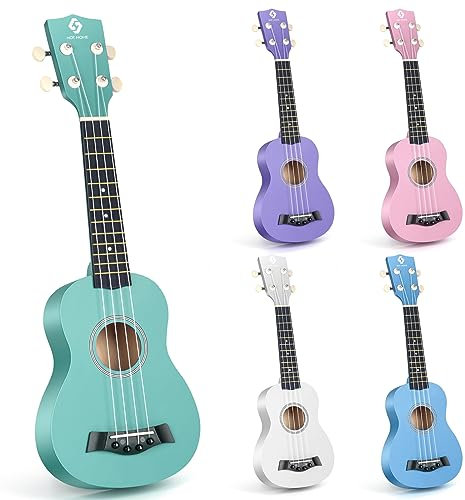 Sopran-Ukulele für Anfänger, hawaiianische Ukulele, 53,3 cm, Lindenholz, 4 Saiten, Gitarren-Ukulele für Kinder, Erwachsene, Studenten, Grün