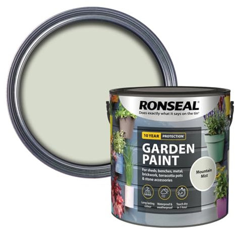 SAVING HUB 2.5L Garden Paint - Exterior Wood Paint Tin - Garden Furniture Colors Paint Outdoors - Benches, Metal, Brickwork, Plants Pots Paint - Fade Resistant (Mountain Mist)