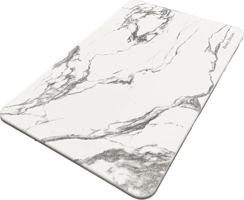 UNOB Diatomaceous Thin Stone Bath Mat, Earth Shower Mat, 23.62x15.35 | Quick-Dry Absorbent Non-Slip Bathroom Floor Rug | Versatile, Eco-Friendly, Easy to Clean (Marble)
