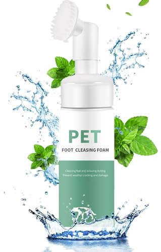 Waschschaum für Hundepfoten Pfotenreiniger für Hunde, Pfotenreiniger-Schaum ohne Spülung mit Fußreinigungs-Silikonbürste, Haustier-Fuß-Reinigungsschaum, Hunde Katzen Pfotenpflege Zubehörpaw clean