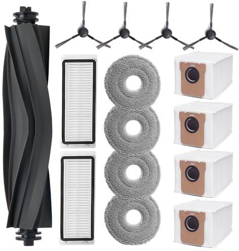 Zubehör für Dreame L20 Ultra / L20 Ultra Complete / L30 Ultra Complete Roboter Ersatzteile, 1 Hauptbürste, 4 Staubbeutel, 4 Wischtücher, 2 HEPA-Filter, 4 Seitenbürsten