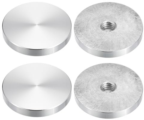 sourcing map 4 Pièces de Disque en Aluminium de Forme Ronde de 50 mm de Diamètre Avec Filetage M10, Adaptateur de Disque en Aluminium pour Table en Verre