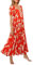 Prettygarden Robe d’été décontractée à manches bouffantes pour femme, motif floral, dos nu, robe longue, smockée, fluide à volants, idéale pour la plage, Taille L