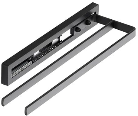 SOTECH Portasciugamani estraibile STYLE a 2 bracci nero 325 mm estensione 145 mm Portasciugamani per montaggio laterale su lavabo in bagno e cucina