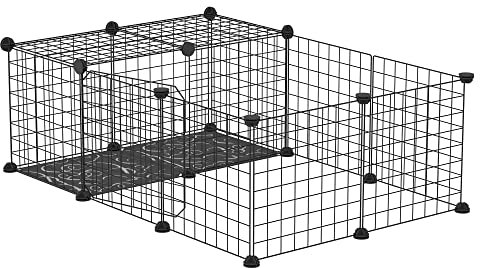 PawHut Enclos pour Petits Animaux Parc pour Lapins, cochons d'Inde et rongeurs clôture pour Animaux domestiques modulable, Noir