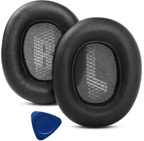 Cuscinetti auricolari di ricambio per JBL E65 (E65BTNC) Live 650 (650NC 650BTNC) Live 660 (660NC 660BTNC) Duet NC Wireless Casco, Schiuma Cuscino con pelle morbida (nero)
