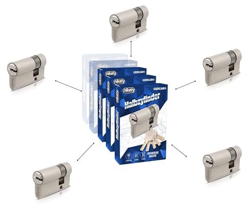 GERCAR Pro Gleichschließend 5x Halbzylinder 30/10 Set 5x Garagentor Profil-Halbzylinder inkl. 25 Schlüssel - 40 mm Garagentorschloss 5er Zylinder - Länge: 40mm, A:30 B:10 - Schließsystem