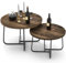 JIJIAN 2er Set Beistelltisch, Runde Couchtische aus Holz mit Metallbeinen, Wohnzimmertisch, Sofatisch, Stilvolle Satztische für Wohnzimmer, Balkon und Büro (70X70X45cm+50X50X38cm)
