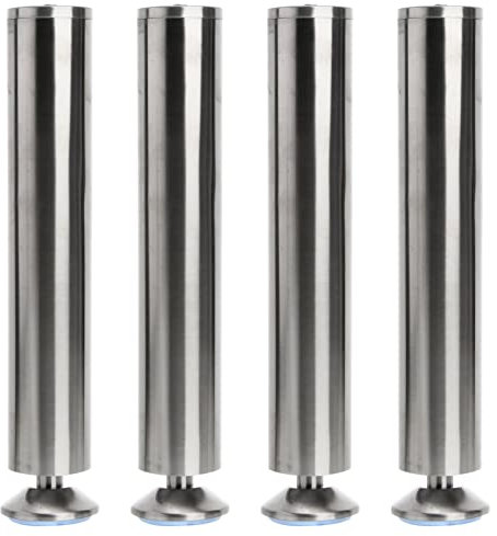 Hemobllo Adjustable Furniture Legs - 4 Pcs Stainless Steel Furniture Feet Metal Cabinet Legs Kitchen Feet Adjustable Legs for Furniture Desk Table Sofa Cupboard Feet, 52x300mm