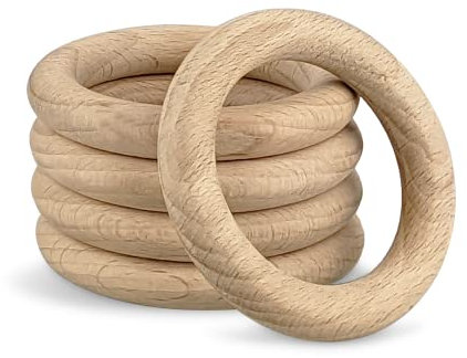 Netuno 5 Stück Holzringe 5 cm Naturholz Ring zum Basteln Makramee Traumfänger Schmuck Boho Deko DIY