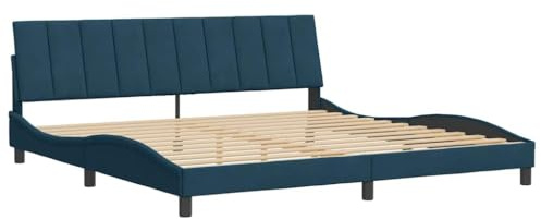 vidaXL Bettgestell, Bett ohne Matratze, Bettrahmen mit Lattenrost für Schlafzimmer, Schlafzimmerbett EinzelBettgestell Blau 90x190cm Samt