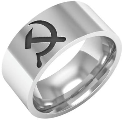 Hokech Gioielli Falce e Martello Anello Anello In Acciaio Titanio 8mm Anello Da Uomo Cocktail Anello