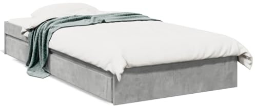 vidaXL Bettgestell, Bett mit Schubladen für Schlafzimmer, Bettrahmen mit Lattenrost, Schlafzimmerbett Einzelbett, Betongrau 100x200cm Holzwerkstoff