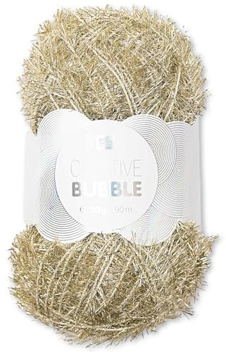 Frida's Wollhaus Rico Design 50 g Creative Bubble Schwammgarn Wolle Stricken Häkeln 57 Farben (015 | Metallic Gold)