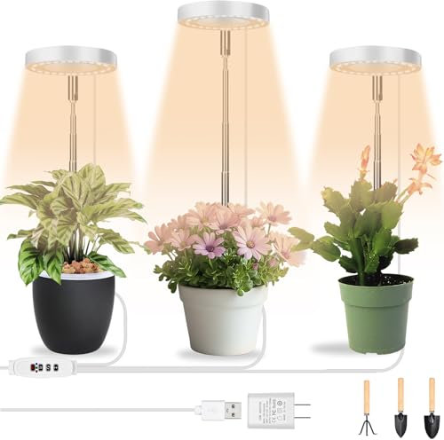 PANSYFEN Lampe de Croissance Pour Plantes 9 Niveaux de Luminosité Et 3 Modes D'Eclairage Réglables 3PCS Lampe Plante Avec Minuterie Marche/Arrêt Automatique de 3/9/12 Heures