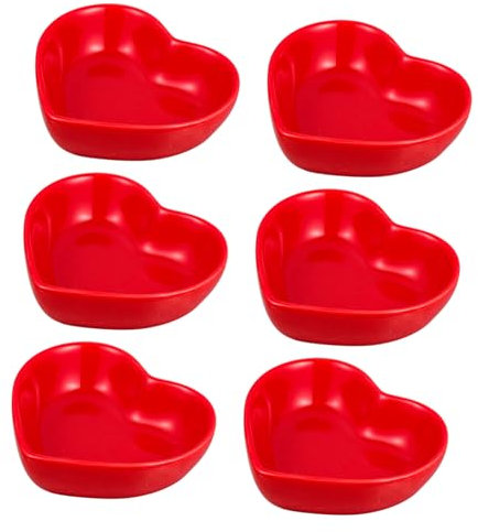 COLLBATH 6pcs Heart Shaped Sauce Plate for Dipping Dishes Seasoning Container Convenient Plates for Sushi and Home Decor