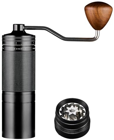 Zalnuuk Z30 Manual Hand Coffee Grinder with 7 Star Stainless Steel Burr for French Press, Mocha, Espresso, External Adjustable Design, Three Bearing Positioning, Black, 20g