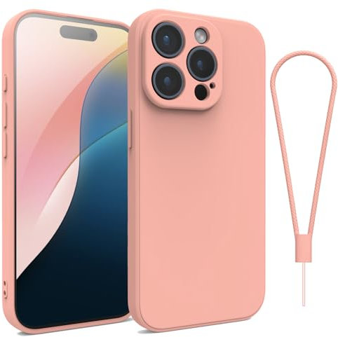Andwing For iPhone 15 Pro Max Case,Silicone Case Soft Ultra For iPhone 15 Pro Max Phone Case Slim Protective Shockproof Cover Scratch-Resistant Microfiber Lining, 6.1 Pink