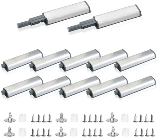 Push to Open Door Catches, 12 PCS Magnetic Push Latch Door Push Opener Soft Close Dampers for Kitchen Closet Cabinet Wardrobe, Screw Fixing