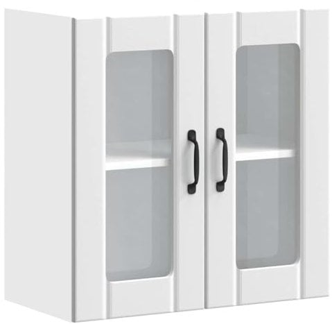 vidaXL Küchen-Hängeschrank mit Glastür Lucca Weiß Holzwerkstoff, Wandschrank Küche, Wandschrank, Oberschrank, Küchenschrank, Hängeschrank
