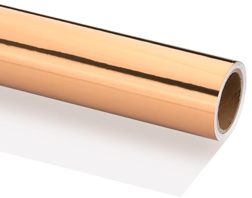 PATIKIL Papier Cadeau Métallisé, 12 Pouces x 200 Pouces(16.4 Pieds) Papier Cadeau Mat Papier Cadeau En Rouleau 120 GSM Pour Cadeaux Noël Mariage Anniversaire Femmes Hommes, Rose Gold