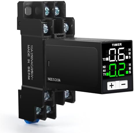 SiRyder Temporizzatore 220V,0.1S-99H Relè Digitale Controllo Del Tempo di Ciclo con Base AC220V,2 Normalmente Aperti 2 Normalmente Chiusi,Controllo Del Timer Dell'illuminazione