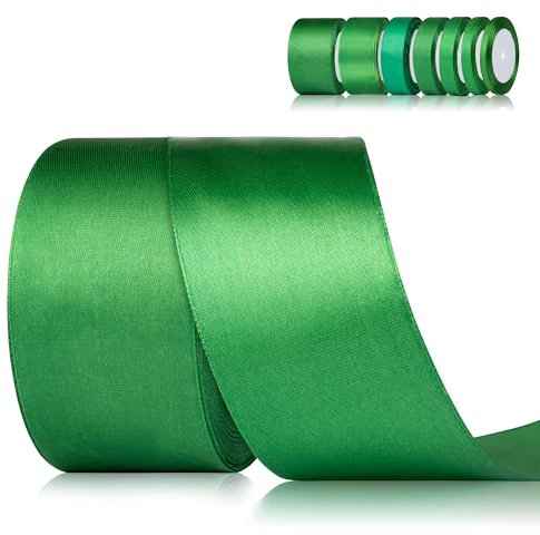 Fyshird Satinband Grün 50mm x 22m Geschenkband Breit Schleifenband Hochzeit Polyester Bänder zum Basteln Dekoband für Geburtstag DIY