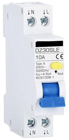 SAYTAK Magnetotermico,Interruttore Magnetotermico RCBO Tipo A 30MA 220V Interruttori differenziali RCCB 1P+N 10A 16A 20A 25A 32A Protezione da sovraccarico e dispersione(16A)