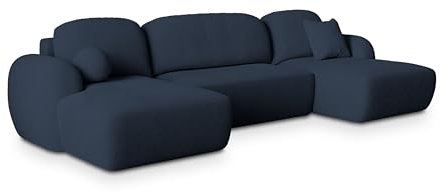 Masseno Ecksofa Savona N mit Schlaffunktion U-Form, Sofa mit Bettkasten, Wohnzimmersofa, Couch, Soffa, Bettsofa, Couchgarnitur- Blau, Now OR Never 79