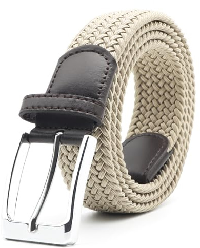 Uoocg elastiskt bälte Herrbälte Flätat bälte Barnbälte Dambälte Svart bälteslås Modebälte Cowboybälte Perforerat fritidsbälte Golfbälte, Khaki, ‌100cm | Taillenweite 75-85cm (29.5-33.5)