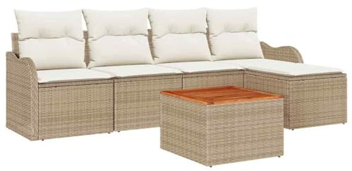 vidaXL Garten-Sofa-Set 6 pcs Beige und Weiß, Garten- und Terrassenmöbel, modulares Outdoor-Sofa-Set, UV-beständige Materialien, Robustes Loungeset