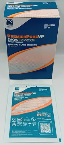 PremierPoreVP Shower-Proof Vapour-Permeable Adhesive Island Dressings | Sterile, Waterproof & Breathable Wound Care (10x15)