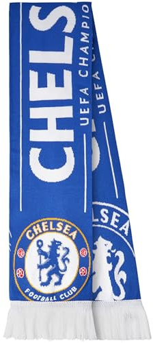 Get Trend Chelsea FC Schal Herren Teens, Warme Strickschal Mit Fransen, Gemütlich Halstuch Herren mit Champions League Fanartikel, Fußball Geschenke Für Männer