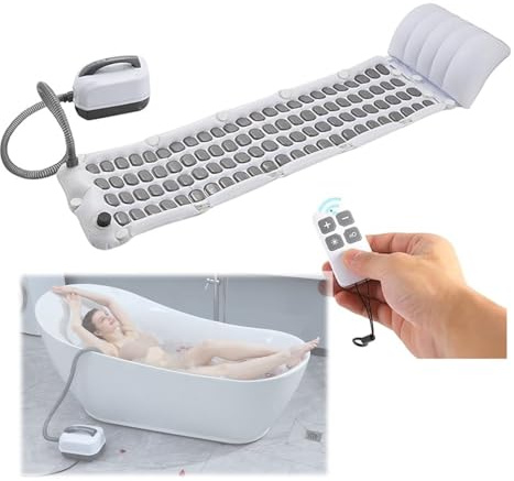Tragbares Spa-Schaumbad-Massagegerät, Sprudelmatte for die Badewanne mit Fernbedienung, Air-Jet-Spa-Massagegerät zur Entspannung, Sprudelbadmatte starkem Saugnapf, Kissen, Badewannen-Spa-Matte