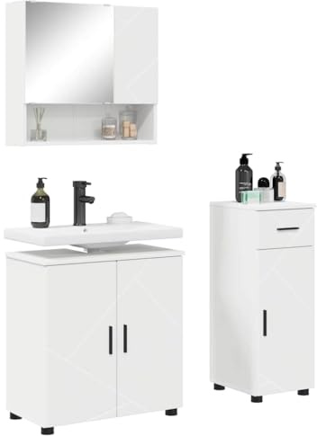 vidaXL Bathroom Furniture Set with Drawer 3 pcs White 61 x 35 x 64 cm,