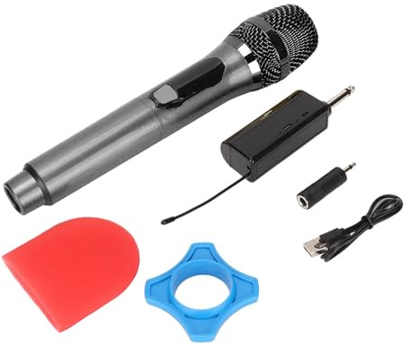 Karaoke Microphone Wireless, Microphone for Singing Professional Dual Handheld Wireless Dynamic Vocal Mike System with Rechargeable Receiver, Karaoke Mike Set for Singing (Black)