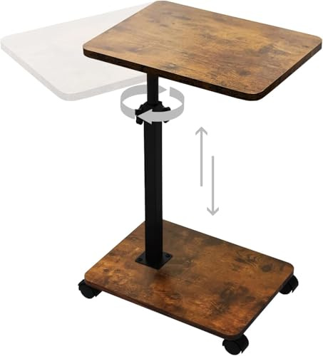 SEHAUSEU Beistelltisch C Form Höhenverstellbar Sofatisch mit Rollen Tisch Klein Side Table Kaffeetisch Betttisch Couchtisch Nachttisch Pflegetisch für Wohnzimmer Schlafzimmer Badezimmer