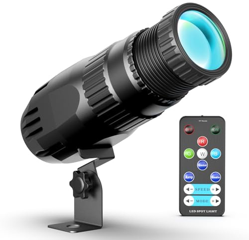 LED Pinspot 20W Projecteur Boule a Facette RVBW 4 en 1 Éclairage de Scène 4 modes d'Éclairage avec Télécommande pour Fêtes Bar Mariages Dance Halls