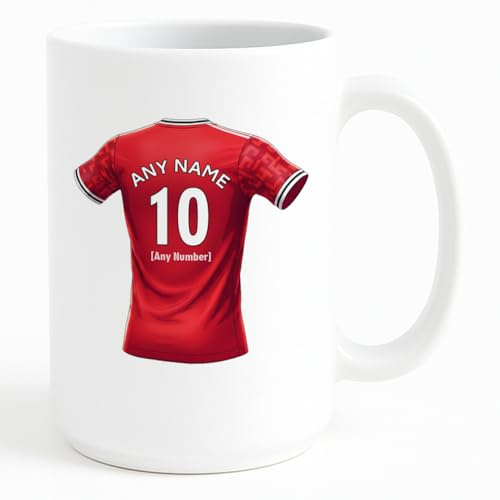 UNIGIFT Personalised Gift - United Fan Large Mug (Red Football Jersey Design) Custom Name Message - Manchester