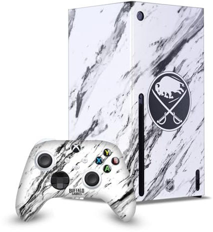 Head Case Designs Officially Licensed NHL Marble Buffalo Sabres Game Console Wrap and Game Controller Skin Bundle Compatible With Xbox Series X