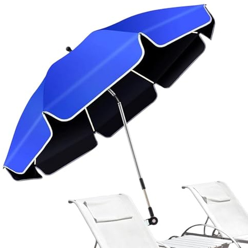 Beach Chair Umbrella with Clamp 360° Adjustable Clip On UV Protection | Foldable Chair Umbrella for Patio Fishing Garden Backyard Balcony Beach Camping Vacation Outdoor