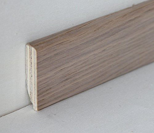 Hobby Legno - Battiscopa Rivestito In Legno Di Rovere Spazzolato Sbiancato mm. 50X13X2400 (Prezzo Per ml. 4, 80)