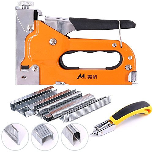 Swpeet Kit 3 en 1 pour agrafes avec extracteur d'agrafes, outil de pistolet à main en acier au carbone pour tapisserie, matériel de fixation, décoration, menuiserie, meubles, S26, Staple Gun Kit