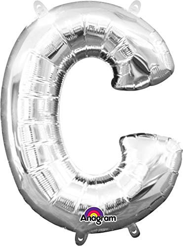 Neu: Folienballon * Buchstabe C * in Silber als Deko für Party und Geburtstag | 81cm groß, wiederaufblasbar | Ballondeko Helium Ballongas