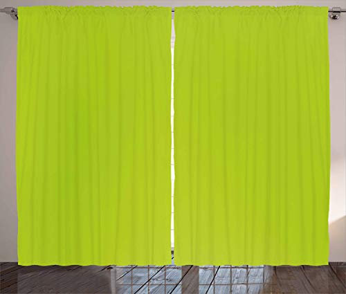 ABAKUHAUS Verde Lime Tende, Blurry Colori Pastello, Casa Arredamento Elemento Distintivo Due Pannelli Set, 280 x 245 cm, Mela Verde